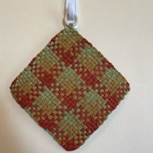 Handmade 8x8 potholders/trivets with wooden ring